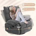Fauteuil de massage vibrant HOMCOM gris foncé avec fonction chauffante, fauteuil à bascule pivotant surdimensionné, canapé une place