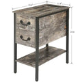 Table d'appoint avec station de recharge, table de chevet étroite avec tiroirs, ports USB et prises électriques, table de nuit pour petits espaces