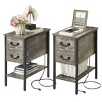 Table d'appoint avec station de recharge, table de chevet étroite avec tiroirs, ports USB et prises électriques, table de nuit pour petits espaces