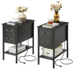 Table d'appoint avec station de recharge, table de chevet étroite avec tiroirs, ports USB et prises électriques, table de nuit pour petits espaces