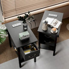 Table d'appoint avec station de recharge, table de chevet étroite avec tiroirs, ports USB et prises électriques, table de nuit pour petits espaces