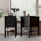 Table d'appoint avec station de recharge, table de chevet étroite avec tiroirs, ports USB et prises électriques, table de nuit pour petits espaces