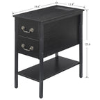 Table d'appoint avec station de recharge, table de chevet étroite avec tiroirs, ports USB et prises électriques, table de nuit pour petits espaces