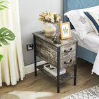 Table d'appoint avec station de recharge, table de chevet étroite avec tiroirs, ports USB et prises électriques, table de nuit pour petits espaces