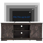 Meuble TV Moasis style ferme avec porte de grange, console multimédia et rangements intégrés