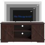 Meuble TV Moasis style ferme avec porte de grange, console multimédia et rangements intégrés