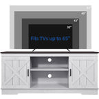 Meuble TV Moasis style ferme avec porte de grange, console multimédia et rangements intégrés