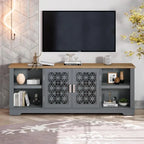 Meuble TV rustique décoratif à motif floral de 70 pouces, pouvant accueillir des téléviseurs jusqu'à 80 pouces.