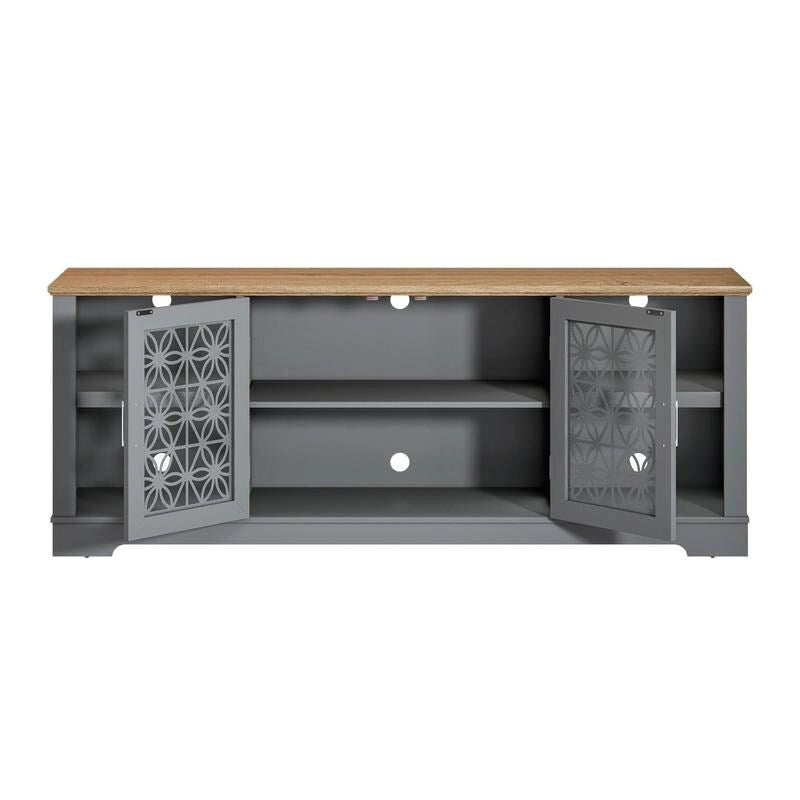 Meuble TV rustique décoratif à motif floral de 70 pouces, pouvant accueillir des téléviseurs jusqu'à 80 pouces.