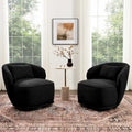 Fauteuil pivotant d'appoint rembourré en tissu Sherpa bouclé KINWELL 33 W (ensemble de 2)
