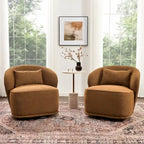 Fauteuil pivotant d'appoint rembourré en tissu Sherpa bouclé KINWELL 33 W (ensemble de 2)