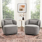 Fauteuil pivotant d'appoint rembourré en tissu Sherpa bouclé KINWELL 33 W (ensemble de 2)