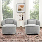Fauteuil pivotant d'appoint rembourré en tissu Sherpa bouclé KINWELL 33 W (ensemble de 2)