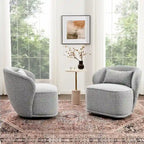 Fauteuil pivotant d'appoint rembourré en tissu Sherpa bouclé KINWELL 33 W (ensemble de 2)