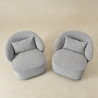 Fauteuil pivotant d'appoint rembourré en tissu Sherpa bouclé KINWELL 33 W (ensemble de 2)