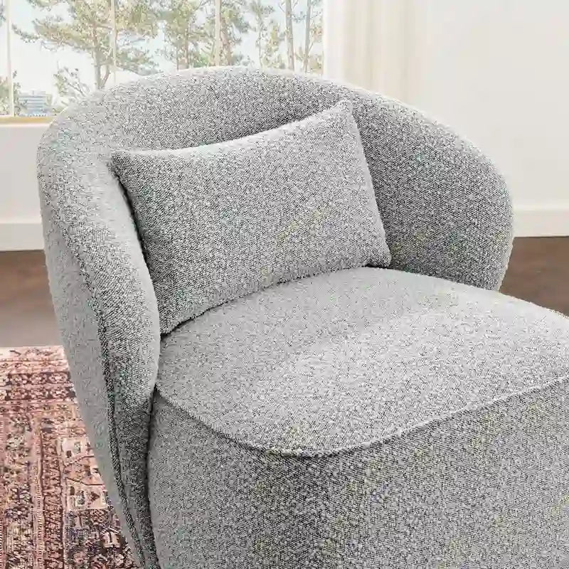 Fauteuil pivotant d'appoint rembourré en tissu Sherpa bouclé KINWELL 33 W (ensemble de 2)