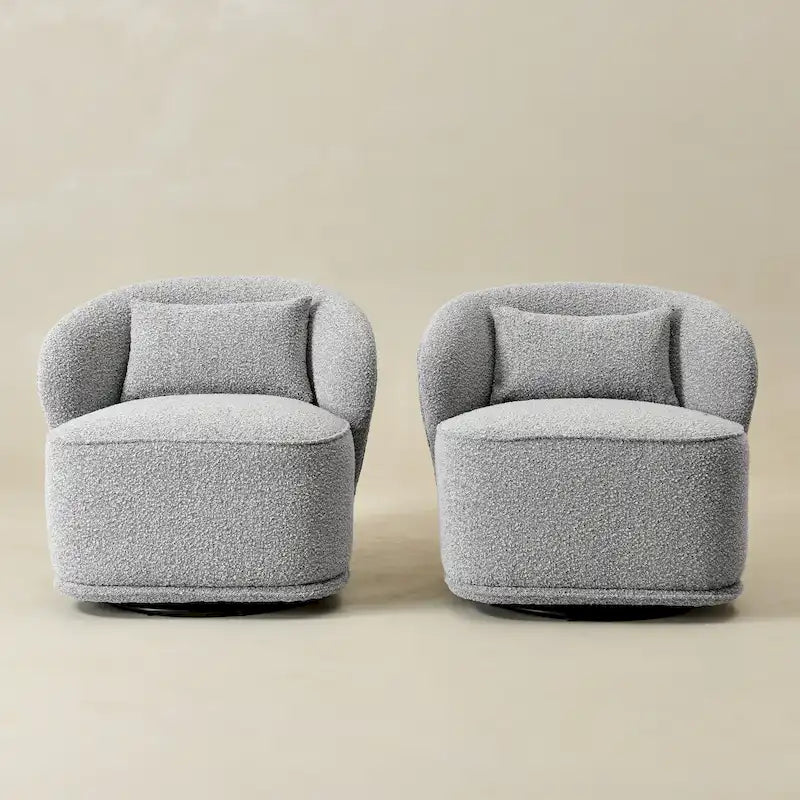 Fauteuil pivotant d'appoint rembourré en tissu Sherpa bouclé KINWELL 33 W (ensemble de 2)