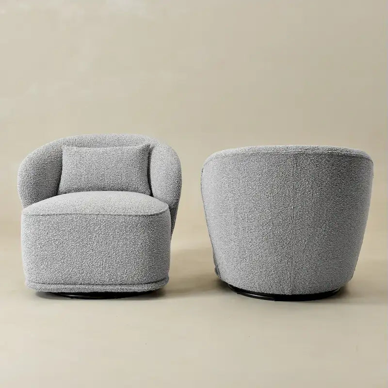 Fauteuil pivotant d'appoint rembourré en tissu Sherpa bouclé KINWELL 33 W (ensemble de 2)