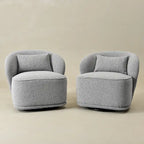 Fauteuil pivotant d'appoint rembourré en tissu Sherpa bouclé KINWELL 33 W (ensemble de 2)