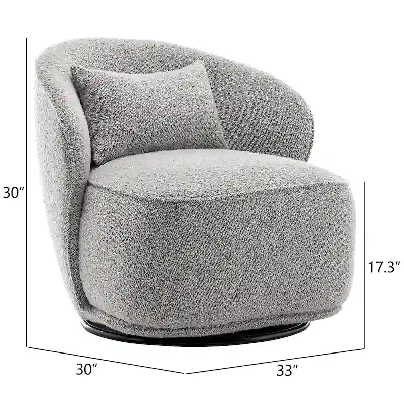 Fauteuil pivotant d'appoint rembourré en tissu Sherpa bouclé KINWELL 33 W (ensemble de 2)