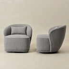 Fauteuil pivotant d'appoint rembourré en tissu Sherpa bouclé KINWELL 33 W (ensemble de 2)