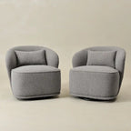 Fauteuil pivotant d'appoint rembourré en tissu Sherpa bouclé KINWELL 33 W (ensemble de 2)