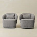 Fauteuil pivotant d'appoint rembourré en tissu Sherpa bouclé KINWELL 33 W (ensemble de 2)
