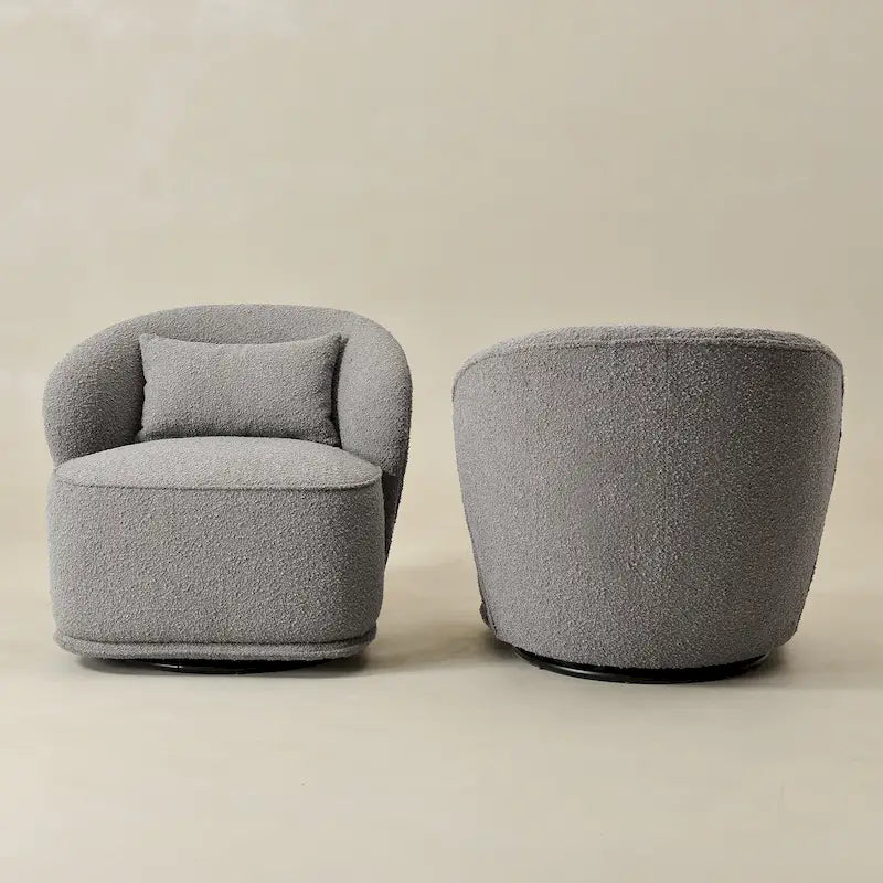 Fauteuil pivotant d'appoint rembourré en tissu Sherpa bouclé KINWELL 33 W (ensemble de 2)