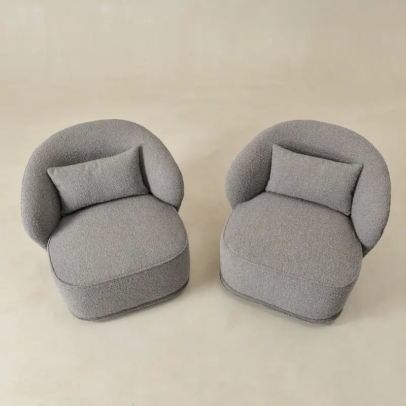 Fauteuil pivotant d'appoint rembourré en tissu Sherpa bouclé KINWELL 33 W (ensemble de 2)