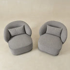 Fauteuil pivotant d'appoint rembourré en tissu Sherpa bouclé KINWELL 33 W (ensemble de 2)