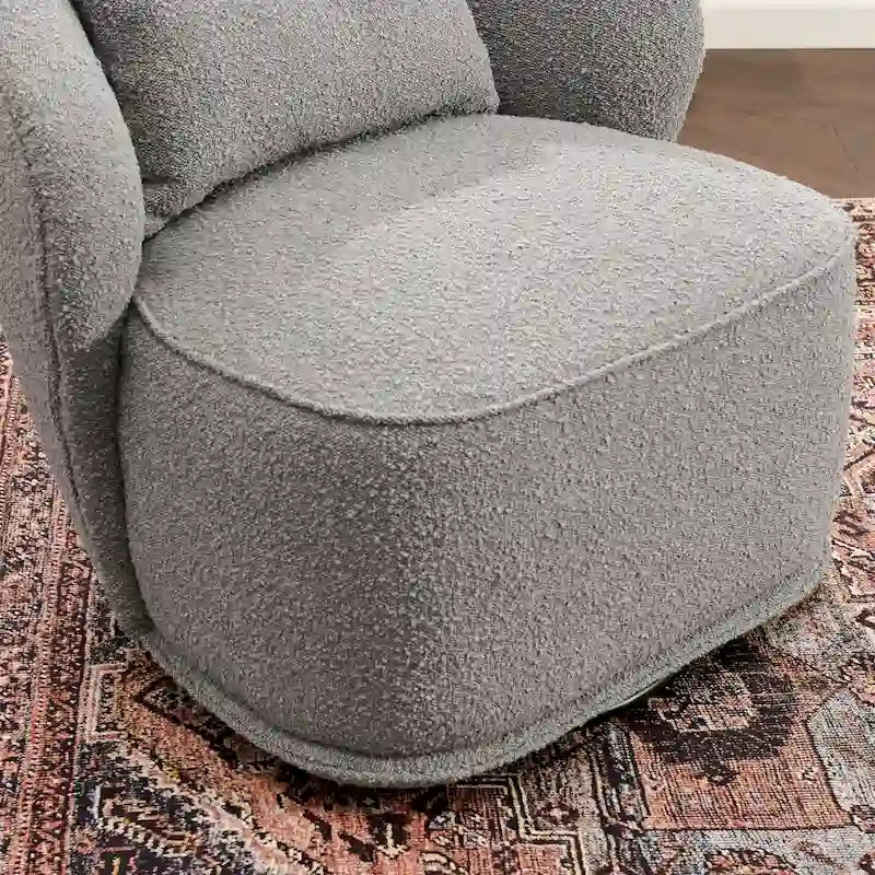 Fauteuil pivotant d'appoint rembourré en tissu Sherpa bouclé KINWELL 33 W (ensemble de 2)