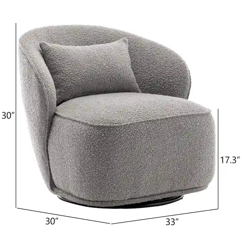 Fauteuil pivotant d'appoint rembourré en tissu Sherpa bouclé KINWELL 33 W (ensemble de 2)