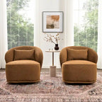 Fauteuil pivotant d'appoint rembourré en tissu Sherpa bouclé KINWELL 33 W (ensemble de 2)
