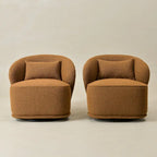 Fauteuil pivotant d'appoint rembourré en tissu Sherpa bouclé KINWELL 33 W (ensemble de 2)