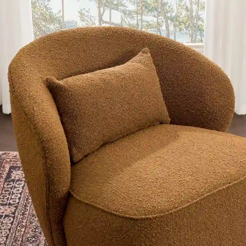 Fauteuil pivotant d'appoint rembourré en tissu Sherpa bouclé KINWELL 33 W (ensemble de 2)