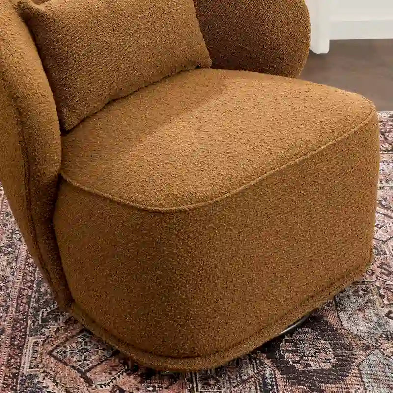 Fauteuil pivotant d'appoint rembourré en tissu Sherpa bouclé KINWELL 33 W (ensemble de 2)