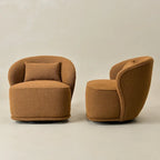 Fauteuil pivotant d'appoint rembourré en tissu Sherpa bouclé KINWELL 33 W (ensemble de 2)