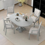Ensemble de salle à manger rétro 5 pièces comprenant une table ronde extensible et 4 chaises pour cuisine/salle à manger