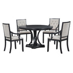 Ensemble de salle à manger rétro 5 pièces comprenant une table ronde extensible et 4 chaises pour cuisine/salle à manger