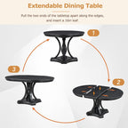 Ensemble de salle à manger rétro 5 pièces comprenant une table ronde extensible et 4 chaises pour cuisine/salle à manger
