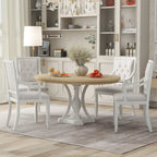 Ensemble de salle à manger rétro 5 pièces comprenant une table ronde extensible et 4 chaises pour cuisine/salle à manger