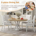 Ensemble de salle à manger rétro 5 pièces comprenant une table ronde extensible et 4 chaises pour cuisine/salle à manger