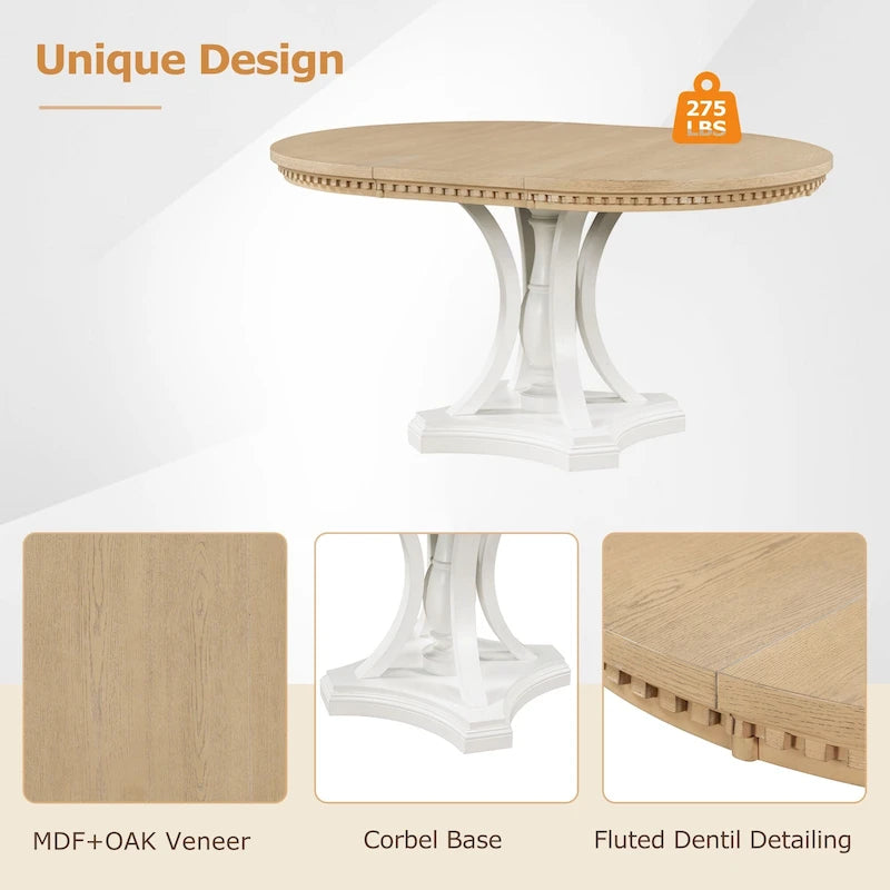 Ensemble de salle à manger rétro 5 pièces comprenant une table ronde extensible et 4 chaises pour cuisine/salle à manger