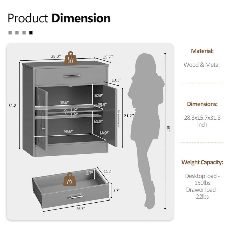 Buffet Futzca, meuble de rangement de cuisine