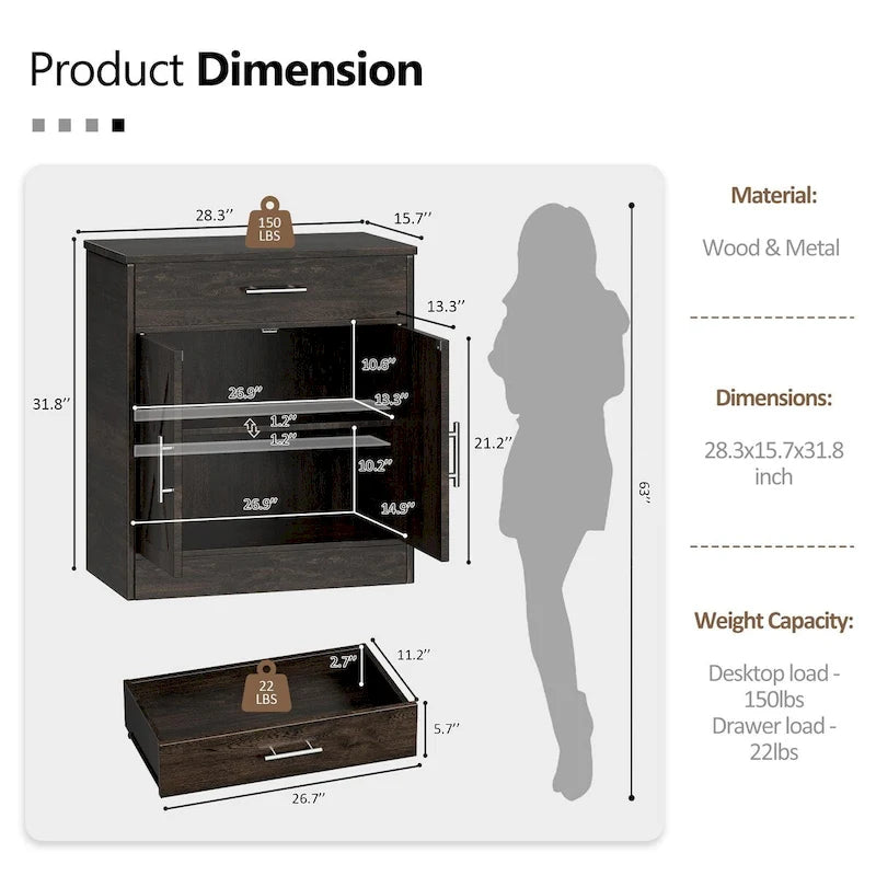 Buffet Futzca, meuble de rangement de cuisine