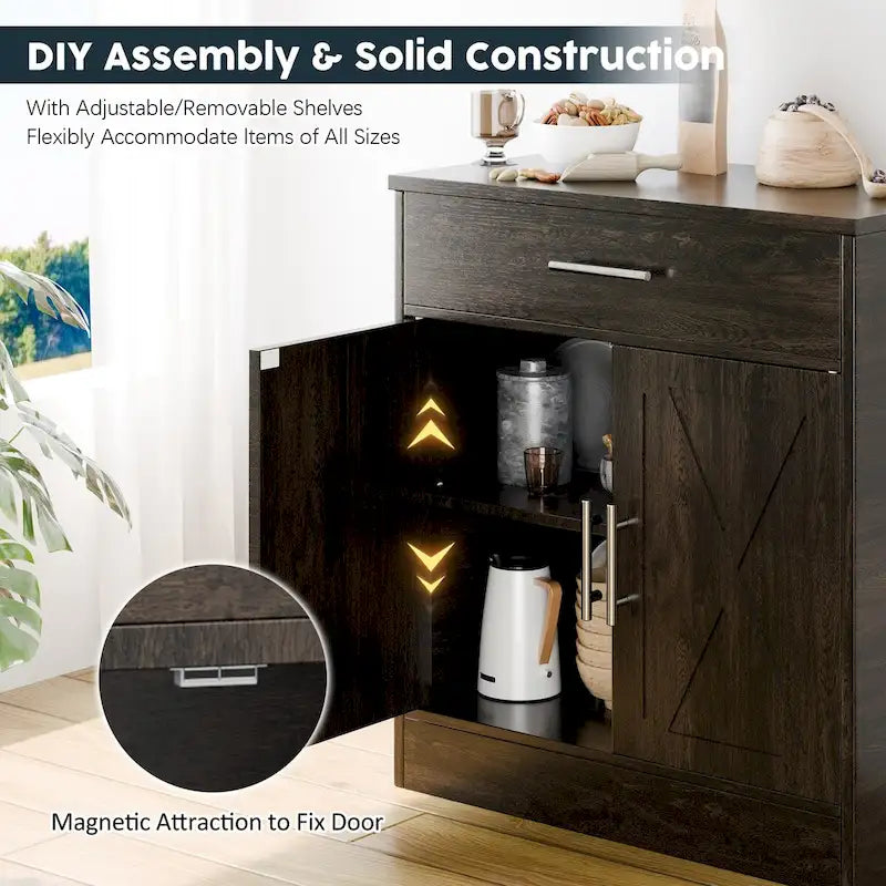 Buffet Futzca, meuble de rangement de cuisine