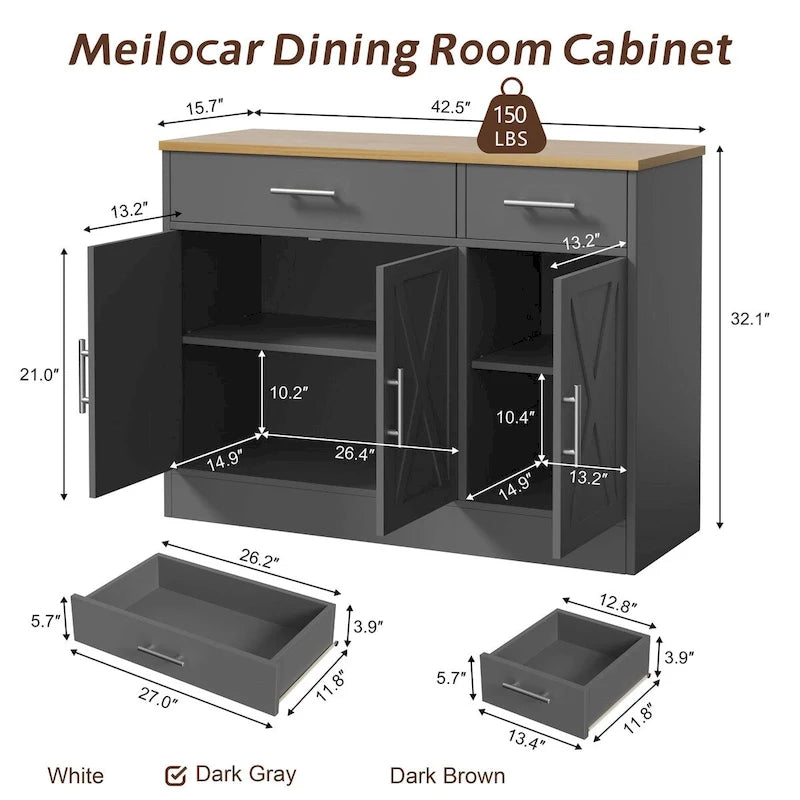 Buffet Futzca, meuble de rangement de cuisine