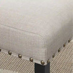 Table de bar ronde Biony 3 pièces 36 pouces, finition expresso, avec 2 chaises de pub en tissu beige à clous décoratifs