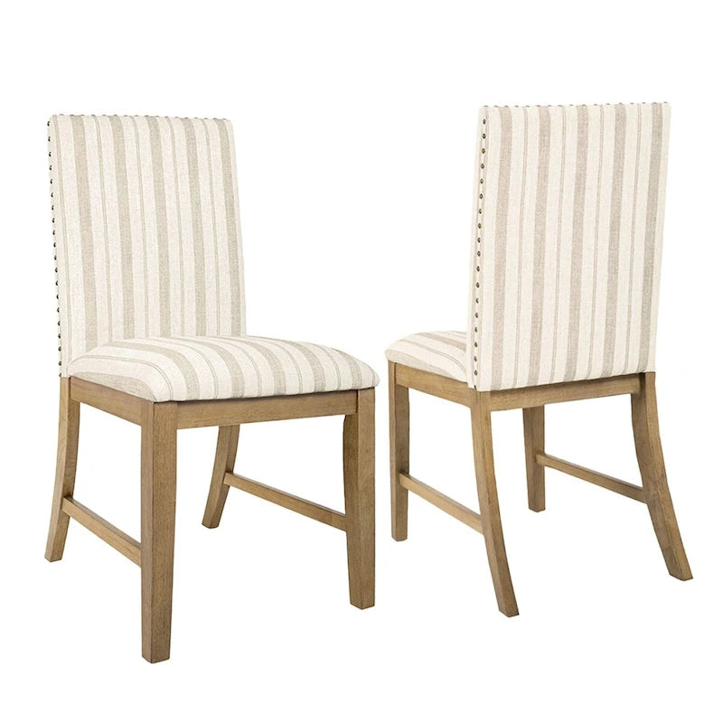 Chaises de salle à manger HomePop à tablier en bois rembourré - Lot de 2