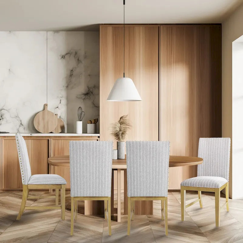 Chaises de salle à manger HomePop à tablier en bois rembourré - Lot de 2